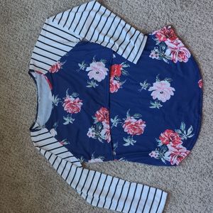 Floral and Striped Long Sleeve Nursing Top